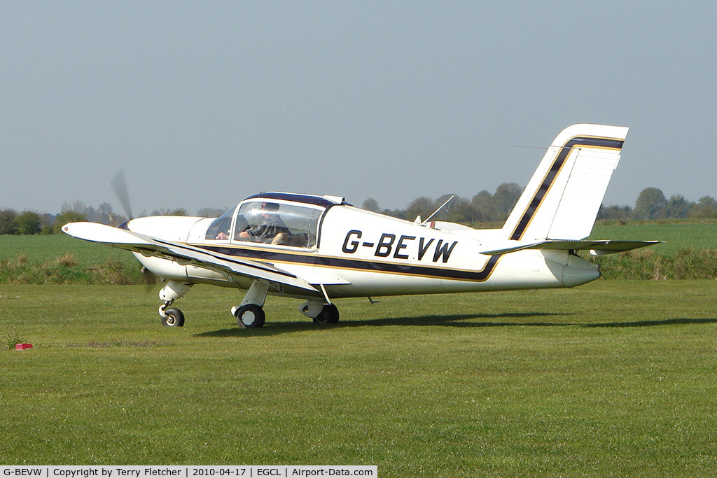 G-BEVW, 1977 Socata Rallye 150ST C/N 2928, at Fenland on a fine Spring day for the 2010 Vintage Aircraft Club Daffodil Fly-In