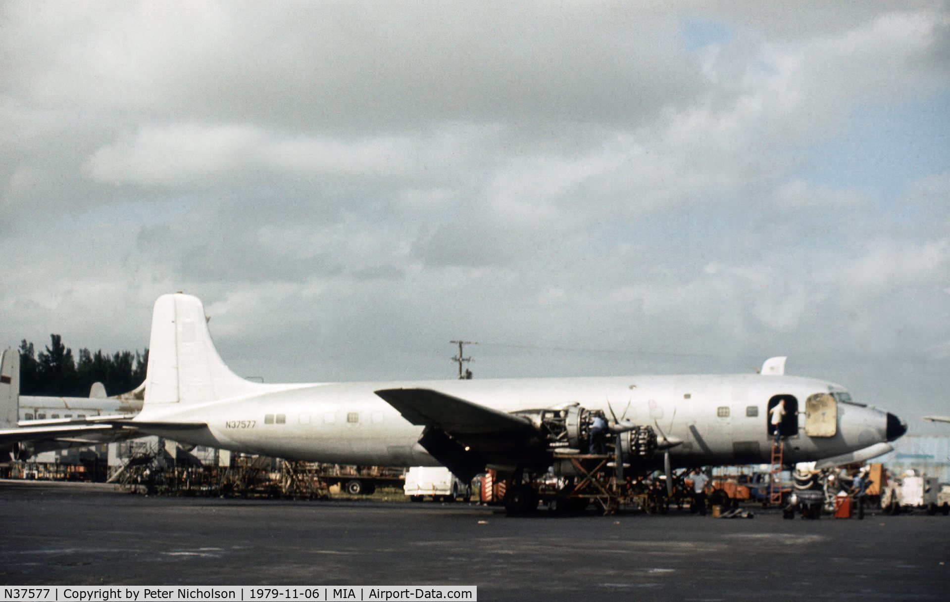 N37577, Douglas DC-6B C/N 44901, DC-6B of Conner Airlines at Miami in November 1979.