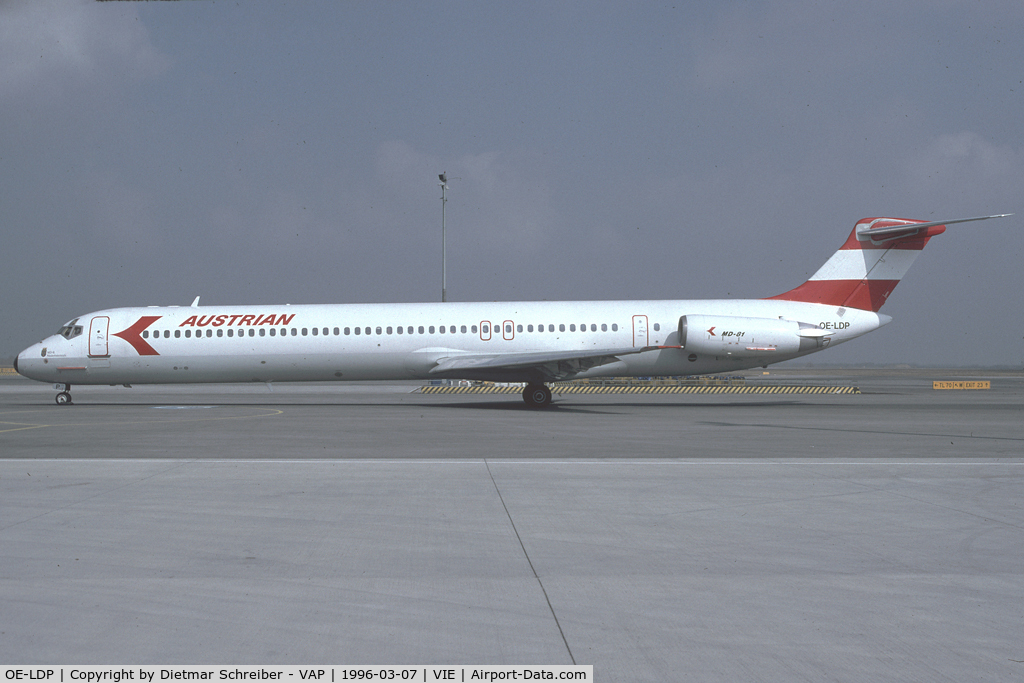 OE-LDP, 1981 McDonnell Douglas MD-81 (DC-9-81) C/N 48015, Austrian Airlines MD80