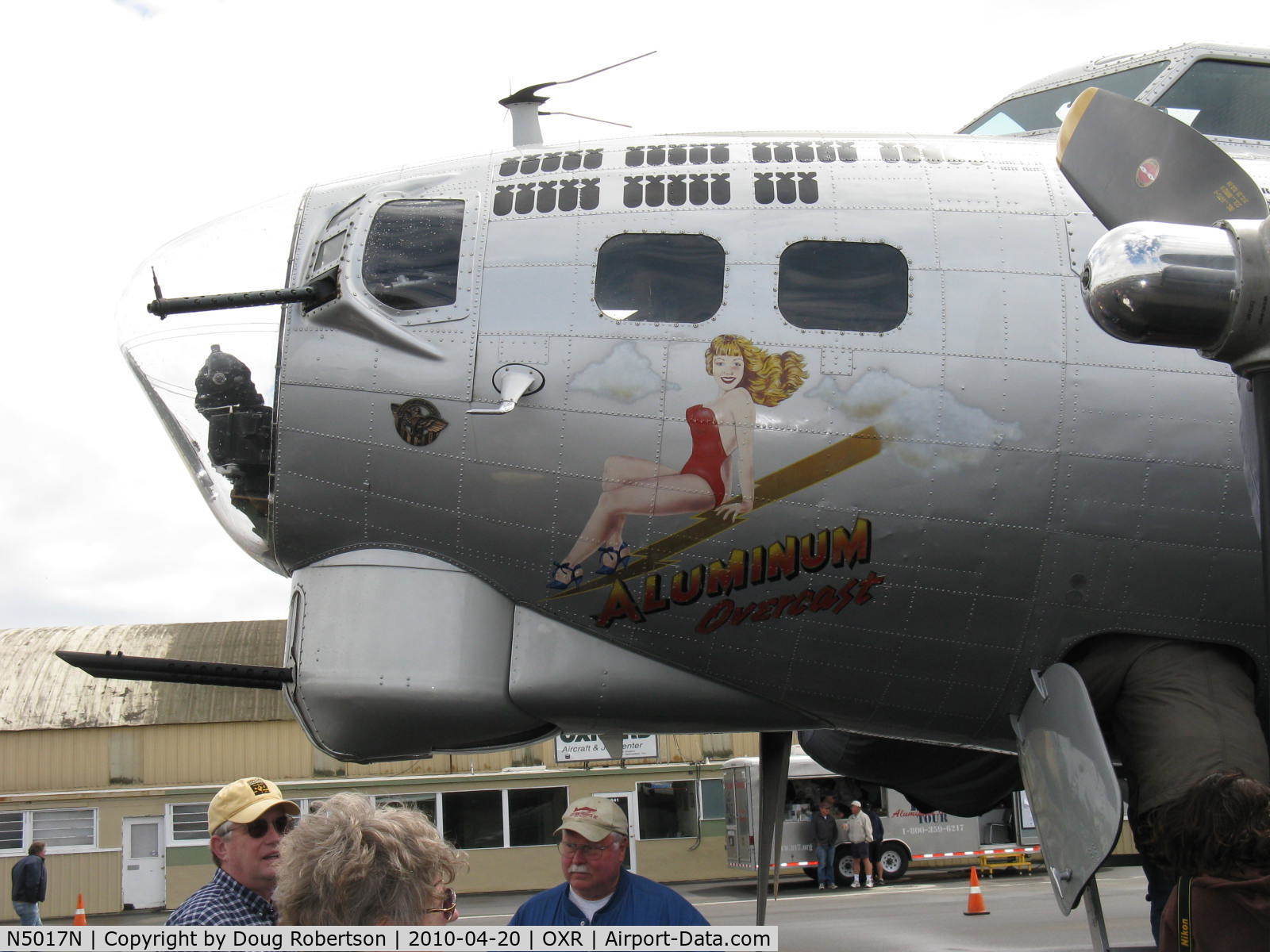 N5017N, 1944 Lockheed/Vega (Boeing) B-17G-105-VE Flying Fortress C/N 8649, 1944 Boeing B-17G Flying Fortress 'Aluminum Overcast', bombing missions, aircraft logo art, chin turret guns and cheek gun