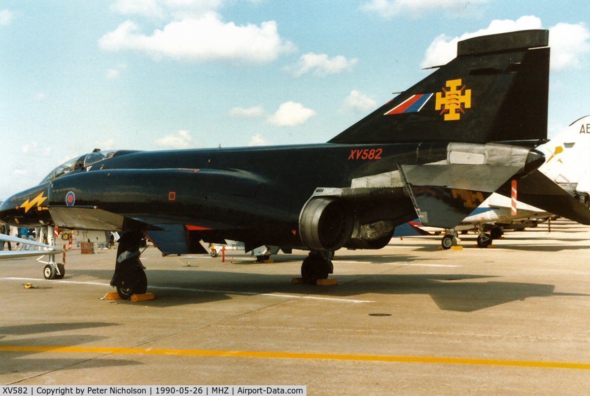 XV582, 1969 McDonnell Douglas Phantom FG1 C/N 3253/9336, Phantom FG.1, affectionately known as Black Mike, of 111 Squadron based at RAF Leuchars on display at the 1990 RAF Mildenhall Air Fete.