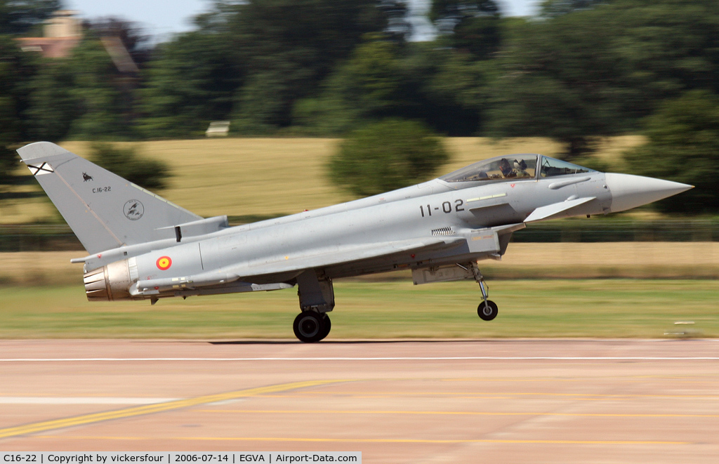 C16-22, Eurofighter EF-2000 Typhoon S C/N SS002, Spanish Air Force. Operated by Ala 11, coded '11-02'.