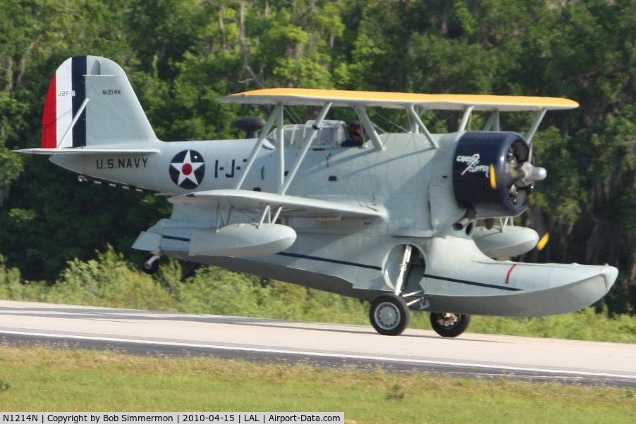 N1214N, 1945 Grumman J2F-6 Duck C/N Not found 33549/N1214N, Arriving at Lakeland, FL during Sun N Fun 2010.