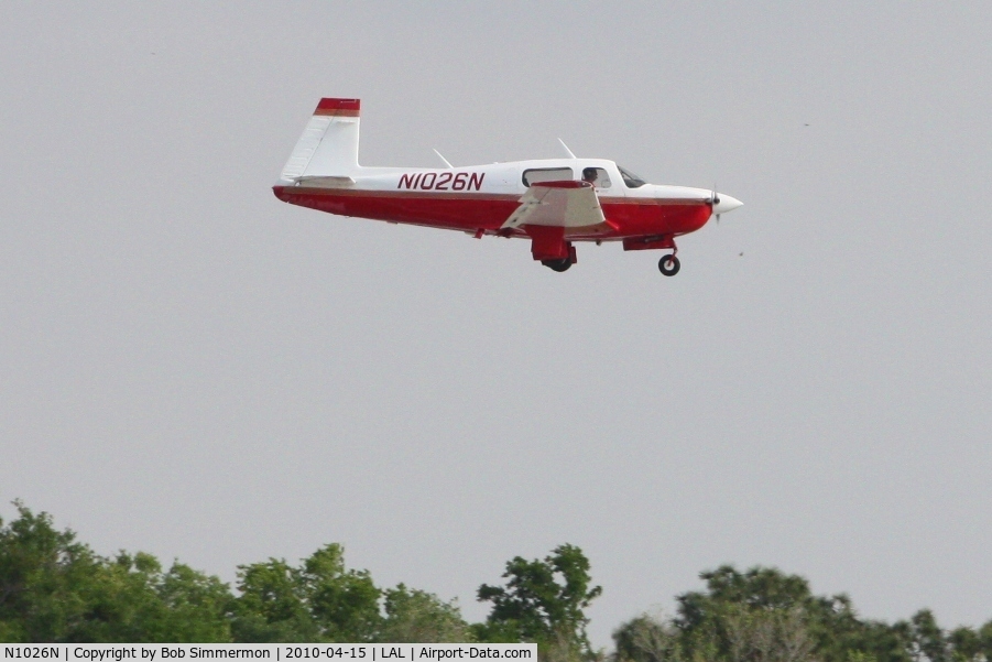N1026N, 1994 Mooney M20J 201 C/N 24-3337, Arriving at Lakeland, FL during Sun N Fun 2010.
