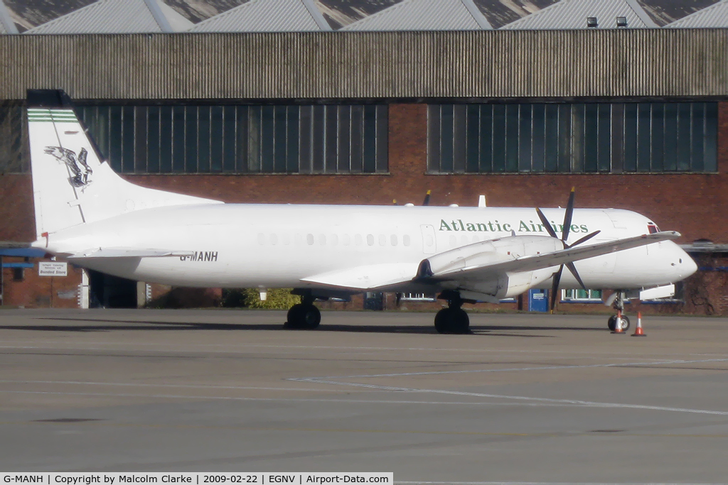 G-MANH, 1989 British Aerospace ATP C/N 2017, British Aerospace ATP(F) at Durham Tees Valley Airport in 2009.