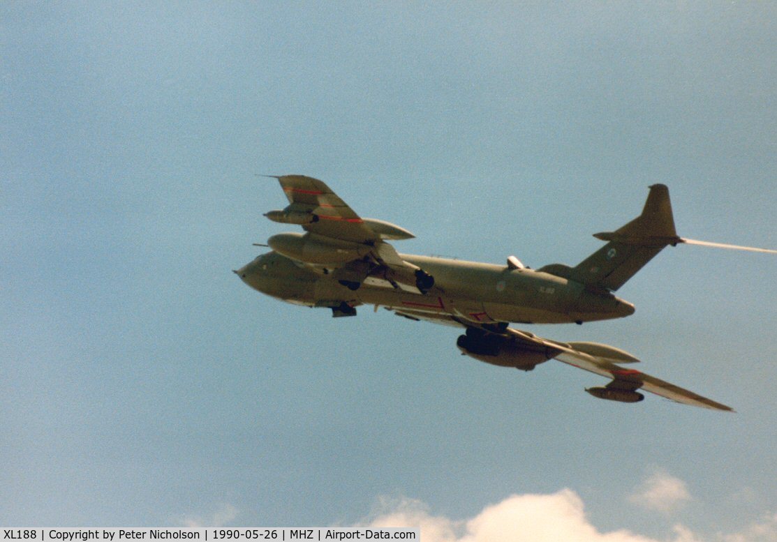 XL188, 1961 Handley Page Victor K.2 C/N HP80/69, Victor K.2 of 55 Squadron at RAF Marham taking off at the 1990 RAF Mildenhall Air Fete.