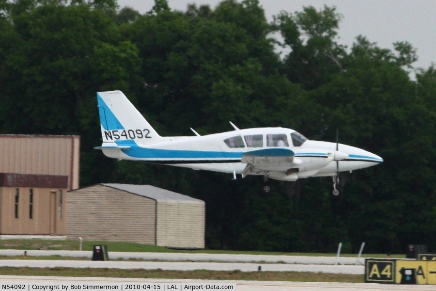N54092, 1974 Piper PA-23-250 C/N 27-7405405, Arriving at Lakeland, FL during Sun N Fun 2010.