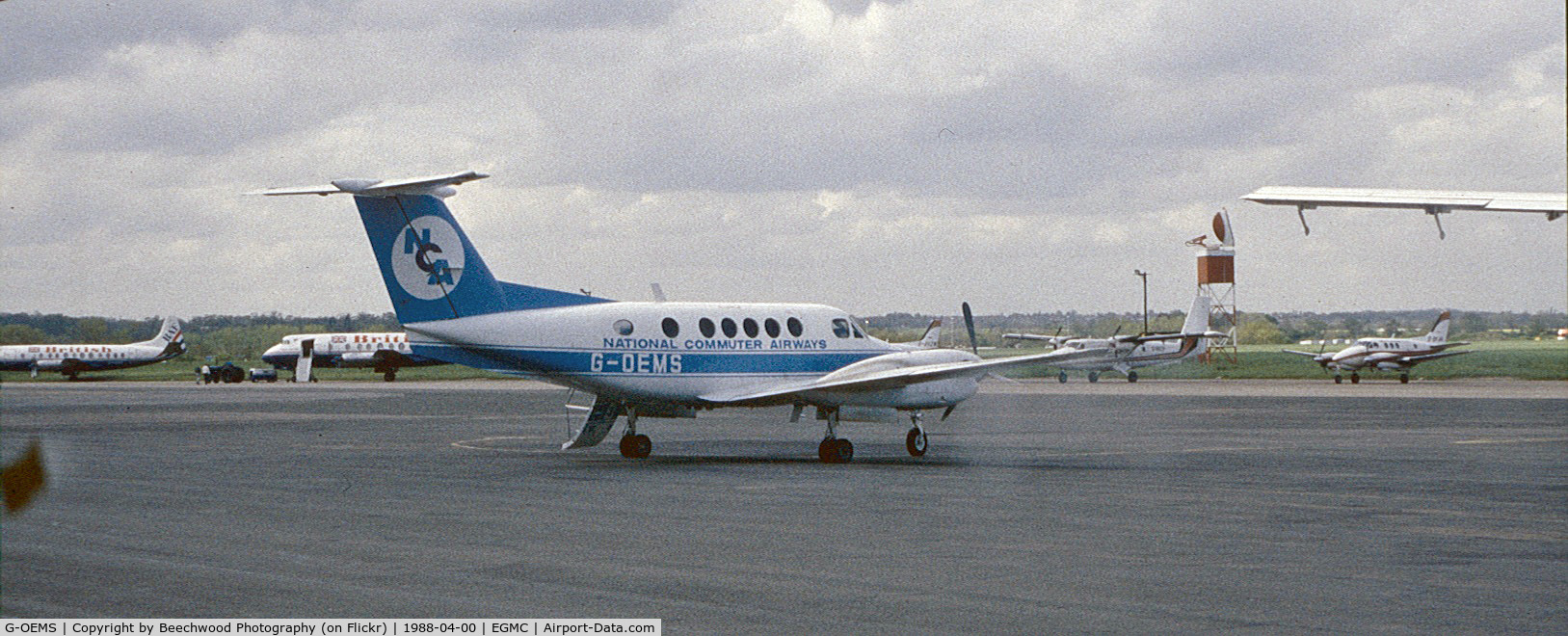 G-OEMS, 1978 Beech 200 Super King Air C/N BB-406, Southend Airport April 1988 National Commuter Airlines