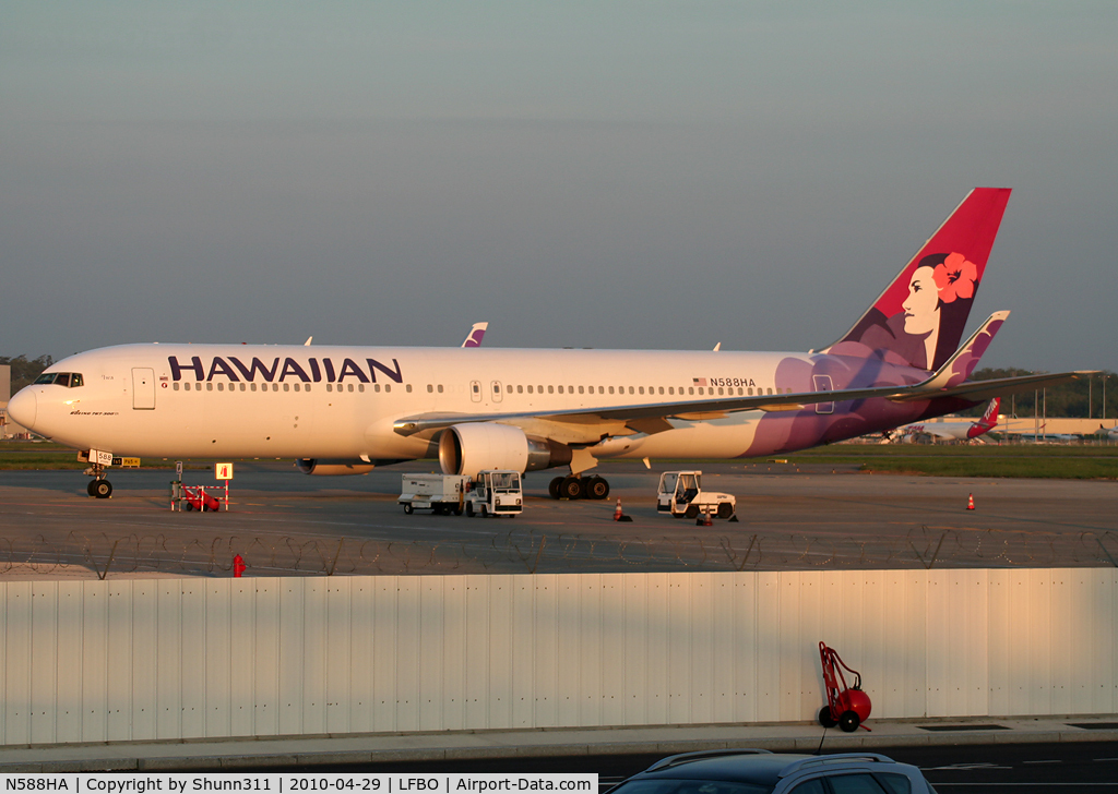 N588HA, 2002 Boeing 767-3CB/ER C/N 33466, Parked at the Hall D area...