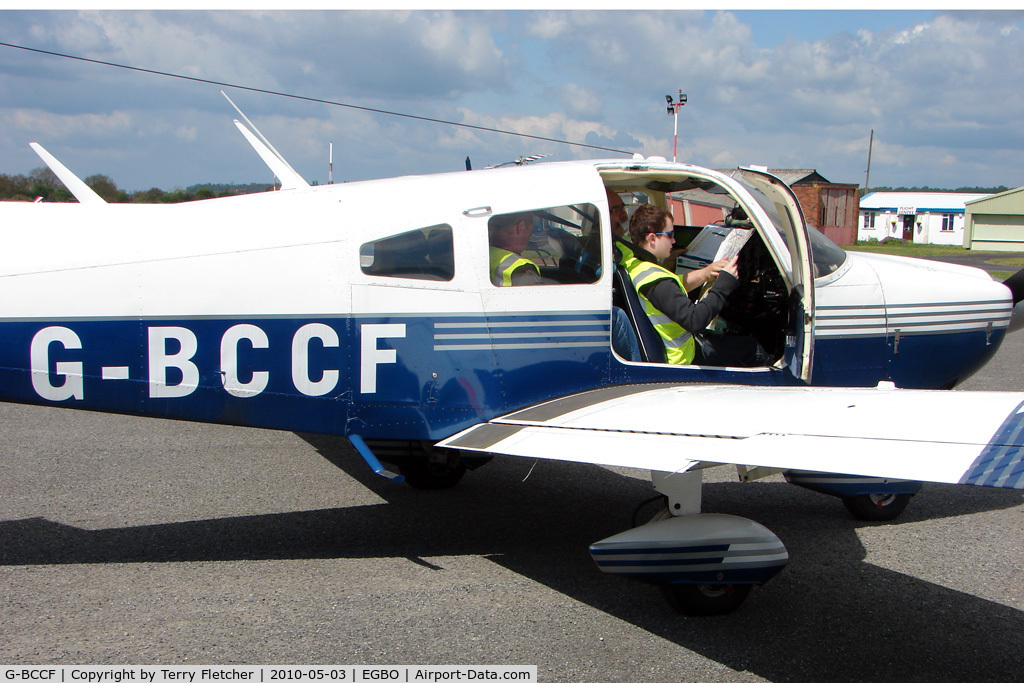 G-BCCF, 1973 Piper PA-28-180 Cherokee Archer C/N 28-7405069, Planning the way home from Wolverhampton on 2010 Wings and Wheels Day
