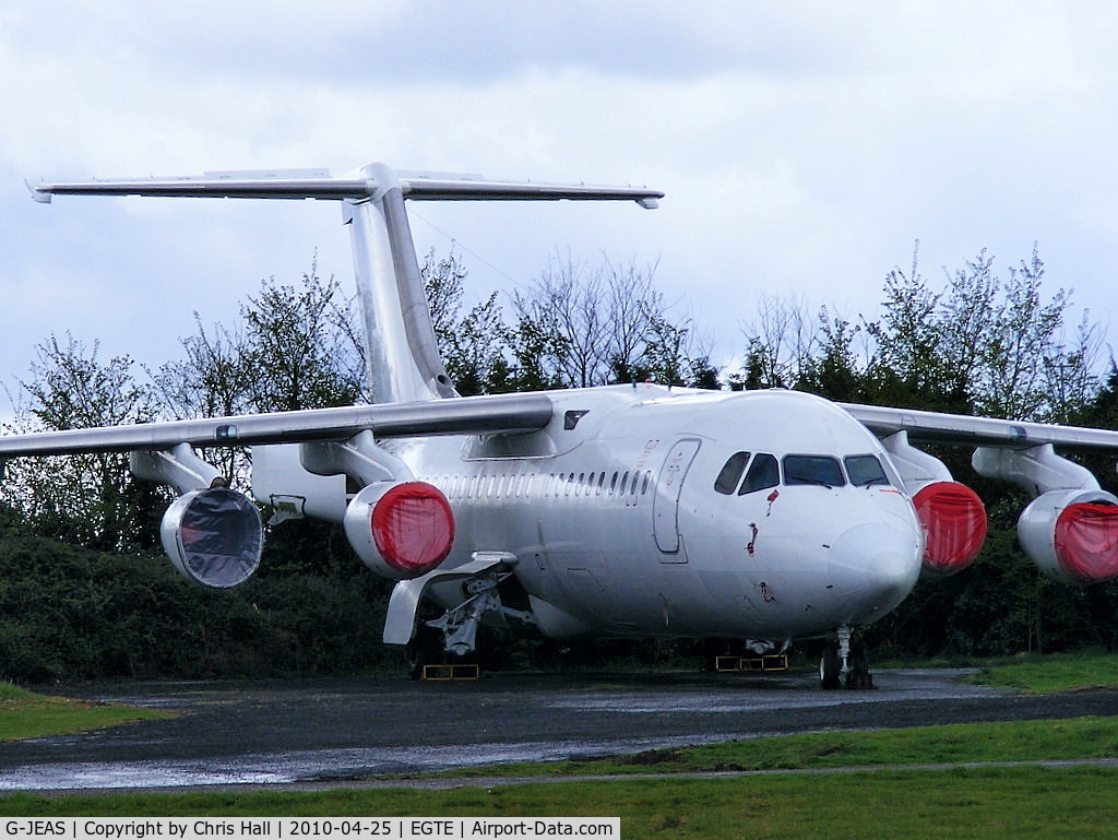 G-JEAS, 1984 British Aerospace BAe.146-200 C/N E2020, in storage at Exeter Airport
