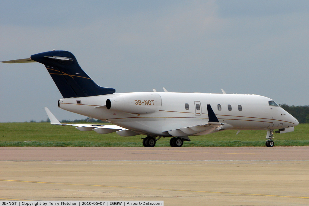 3B-NGT, 2006 Bombardier Challenger 300 (BD-100-1A10) C/N 20133, exotic registered visitor to Luton