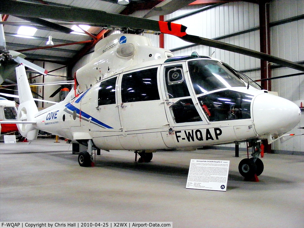 F-WQAP, Eurocopter SA365N Dauphin C/N 6001, at The Helicopter Museum, Weston-super-Mare