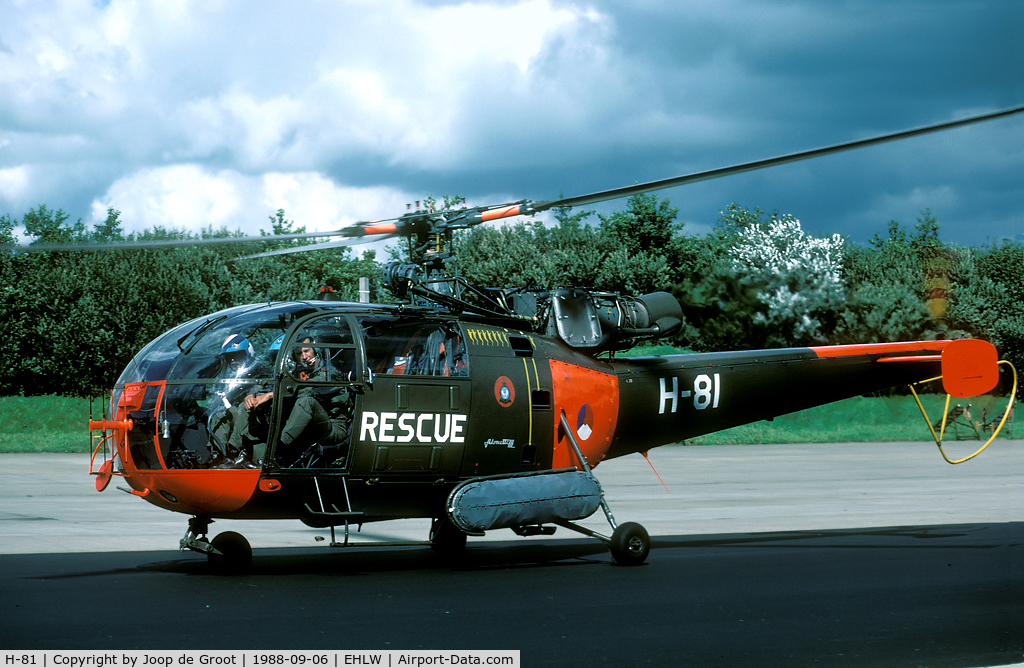 H-81, Sud SE-3160 Alouette III C/N 1381, For a great many years the Alouette was the SAR helicopter of the Netherlands AF. It was also stationed on the Wadden Isles off the north coast of the Netherlands.