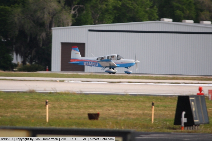 N9856U, 1976 Grumman American AA-5A Cheetah C/N AA5A0256, Arriving at Lakeland, FL during Sun N Fun 2010.