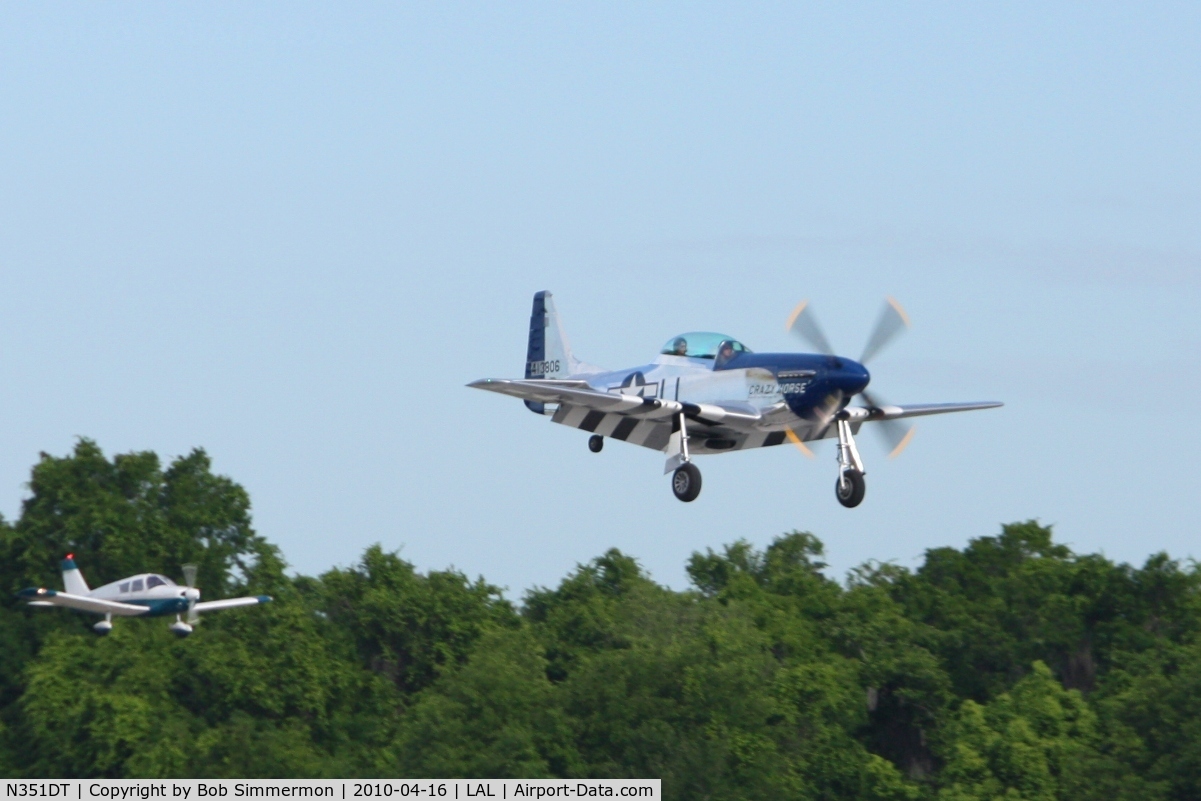 N351DT, 1944 North American P-51D Mustang C/N 122-41042, Landing on 9 during Sun N Fun 2010 at Lakeland, FL.