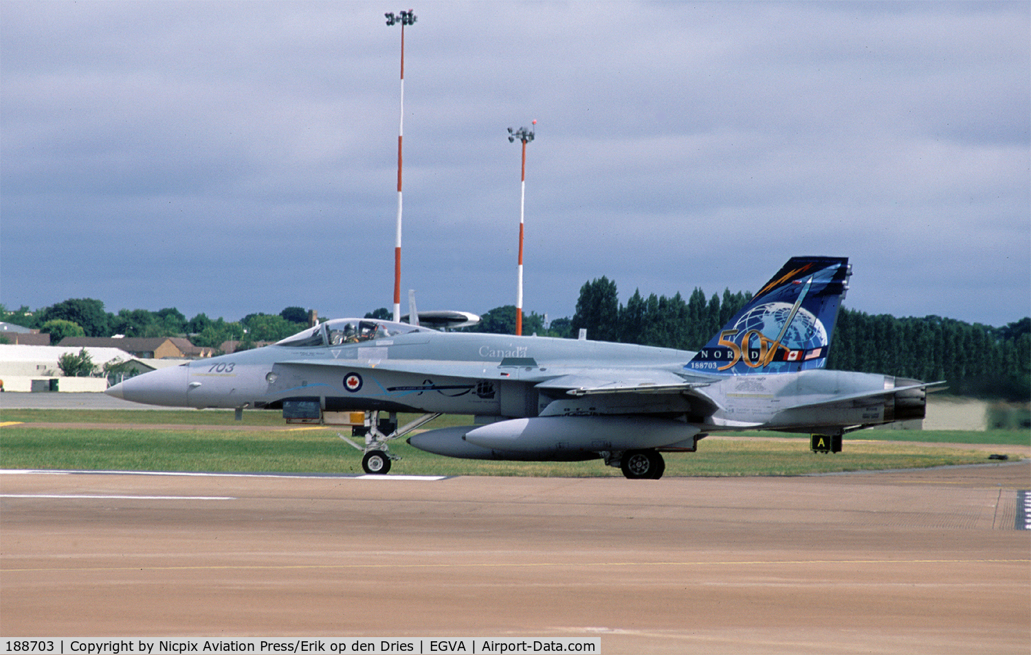 188703, McDonnell Douglas CF-188A Hornet C/N 0104/A073, Canada AF CF-188A in beautiful 50 years NORAD scheme ready to leave RAF Fairford, UK