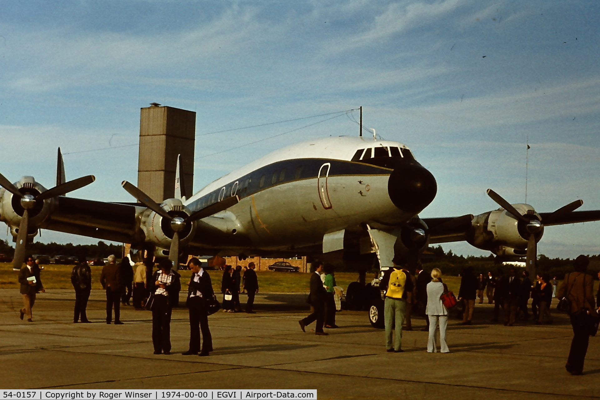 54-0157, 1955 Lockheed L-1049F Super Constellation C/N 4176, At RAF Greenham Common for IAT 1974