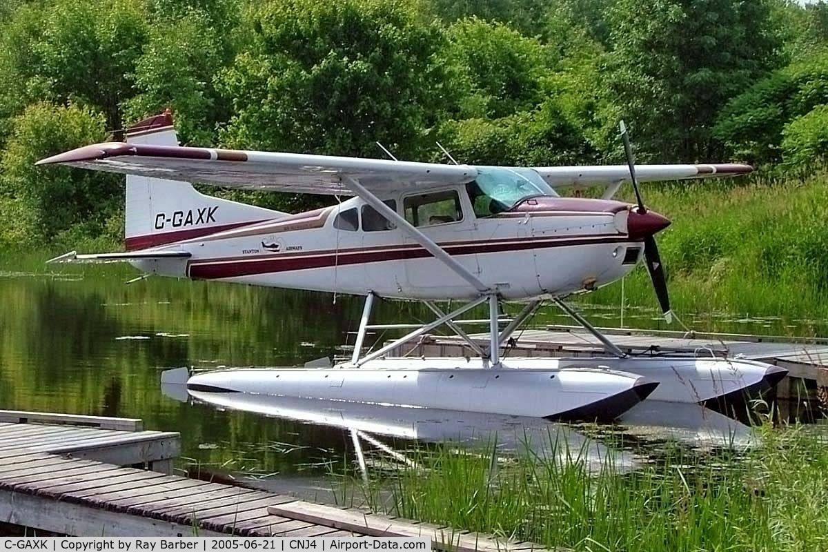 C-GAXK, 1975 Cessna A185F Skywagon 185 C/N 18502673, Seen here at Orillia one month later force landed in a swampy area near Orillia on 19-07-2005 and was cancelled as destroyed.