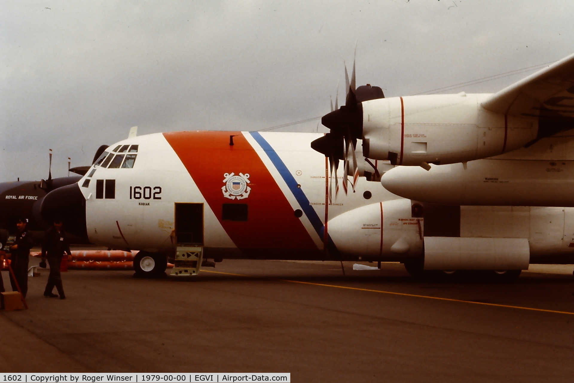 1602, Lockheed HC-130H Hercules C/N 382-4782, Colourful USCG Hercules at RAF Greenham Common for IAT 1979. Tail code 5