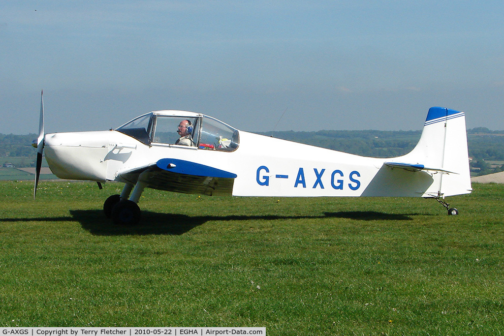G-AXGS, 1969 Druine D-62B Condor C/N RAE/638, 1969 Rollason Aircraft And Engines Ltd DRUINE D.62B CONDOR at Compton Abbas on 2010 French Connection Fly-In Day