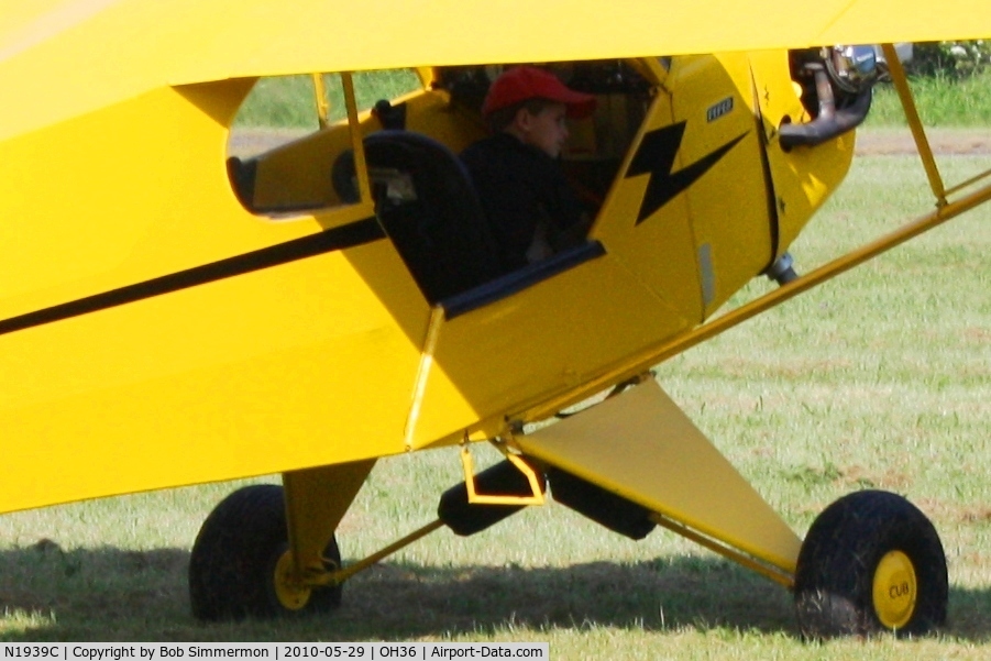 N1939C, Piper J3C-65 Cub Cub C/N 4731, Dreaming at the controls - EAA breakfast fly-in at Zanesville Riverside.