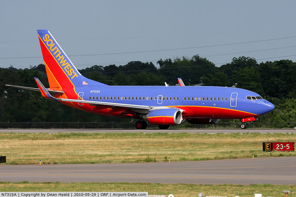 N731SA, 1999 Boeing 737-7H4 C/N 27863, Southwest Airlines N731SA (FLT SWA1788) on takeoff roll on RWY 23 enroute to Chicago Midway Int'l (KMDW).