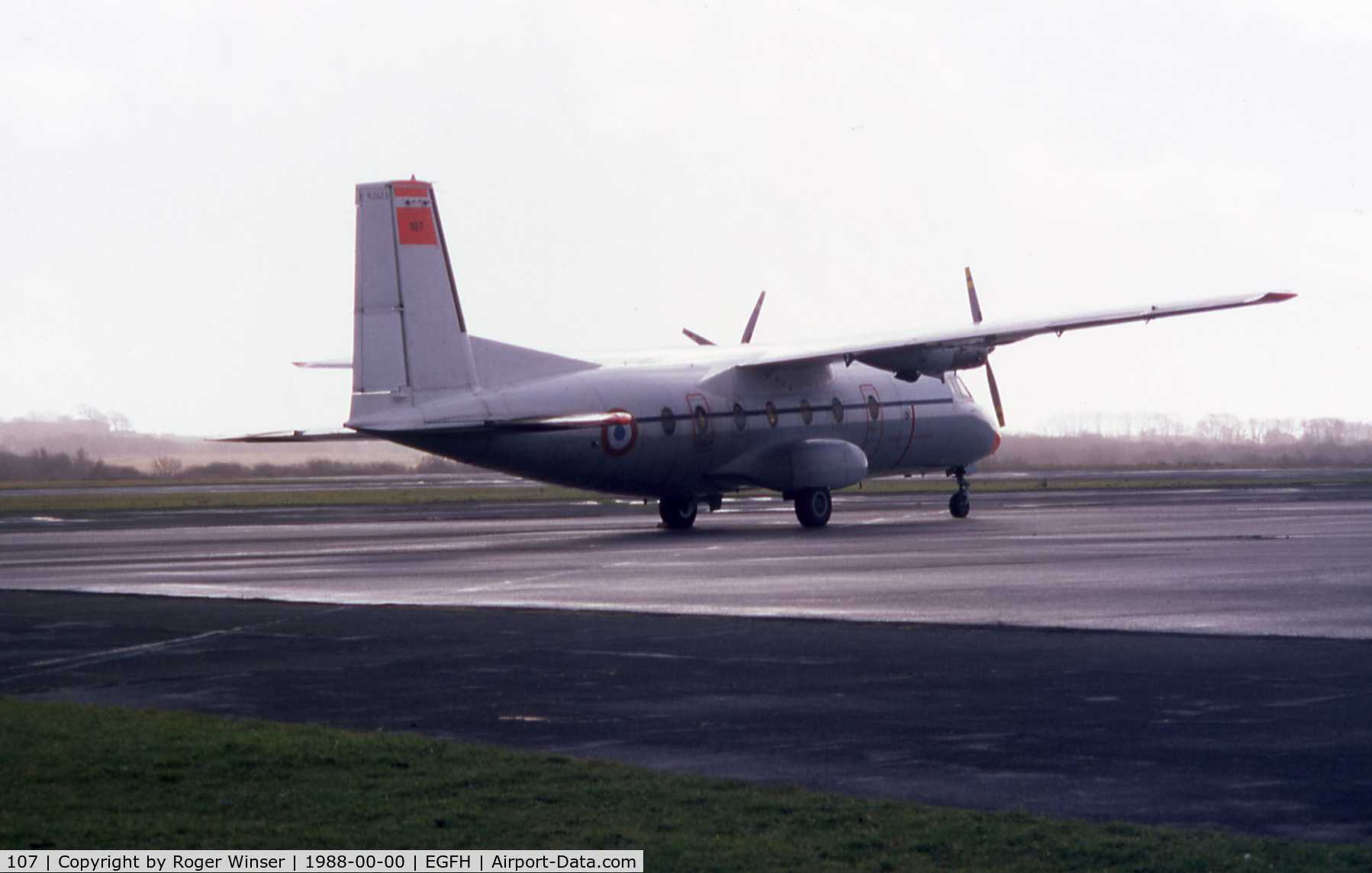 107, 1975 Aerospatiale N-262D-51 Fregate C/N 107, Fregate coded AX of the French Air Force visiting Swansea Airport in 1988?