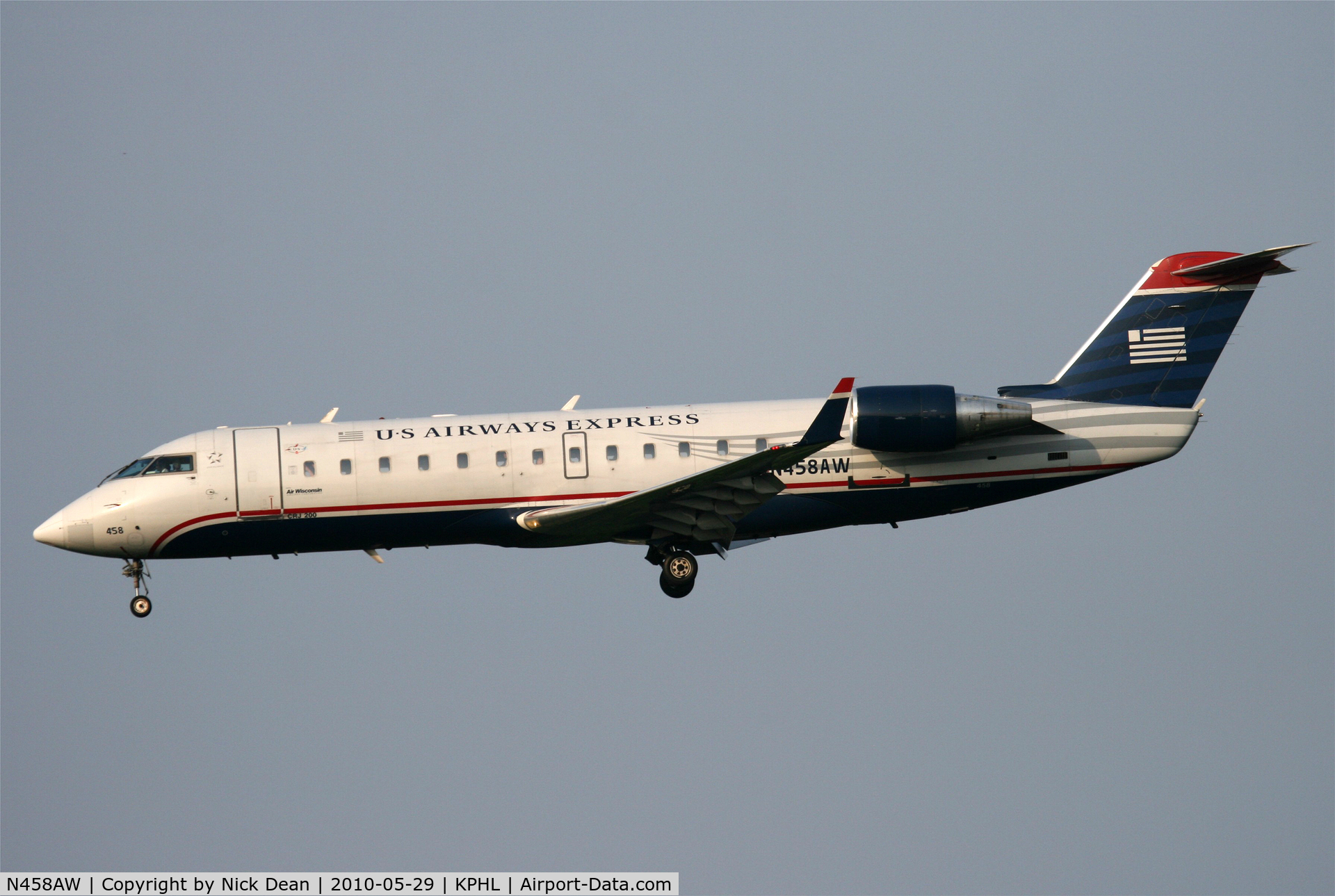 N458AW, 2003 Bombardier CRJ-200LR (CL-600-2B19) C/N 7861, KPHL