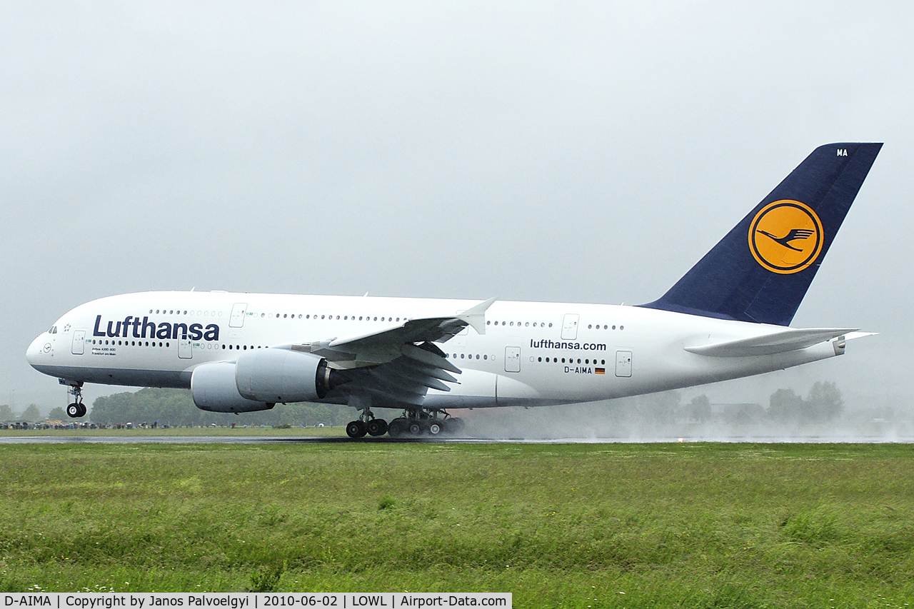 D-AIMA, 2010 Airbus A380-841 C/N 038, Lufthansa Airbus A380-841 to touch down in LOWL/LNZ