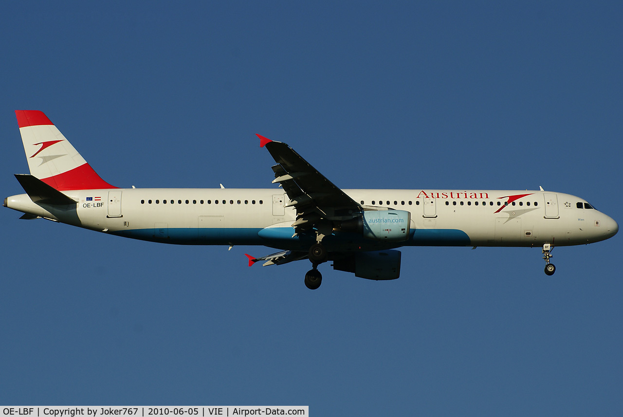 OE-LBF, 2001 Airbus A321-211 C/N 1458, Austrian Airlines Airbus A321-211