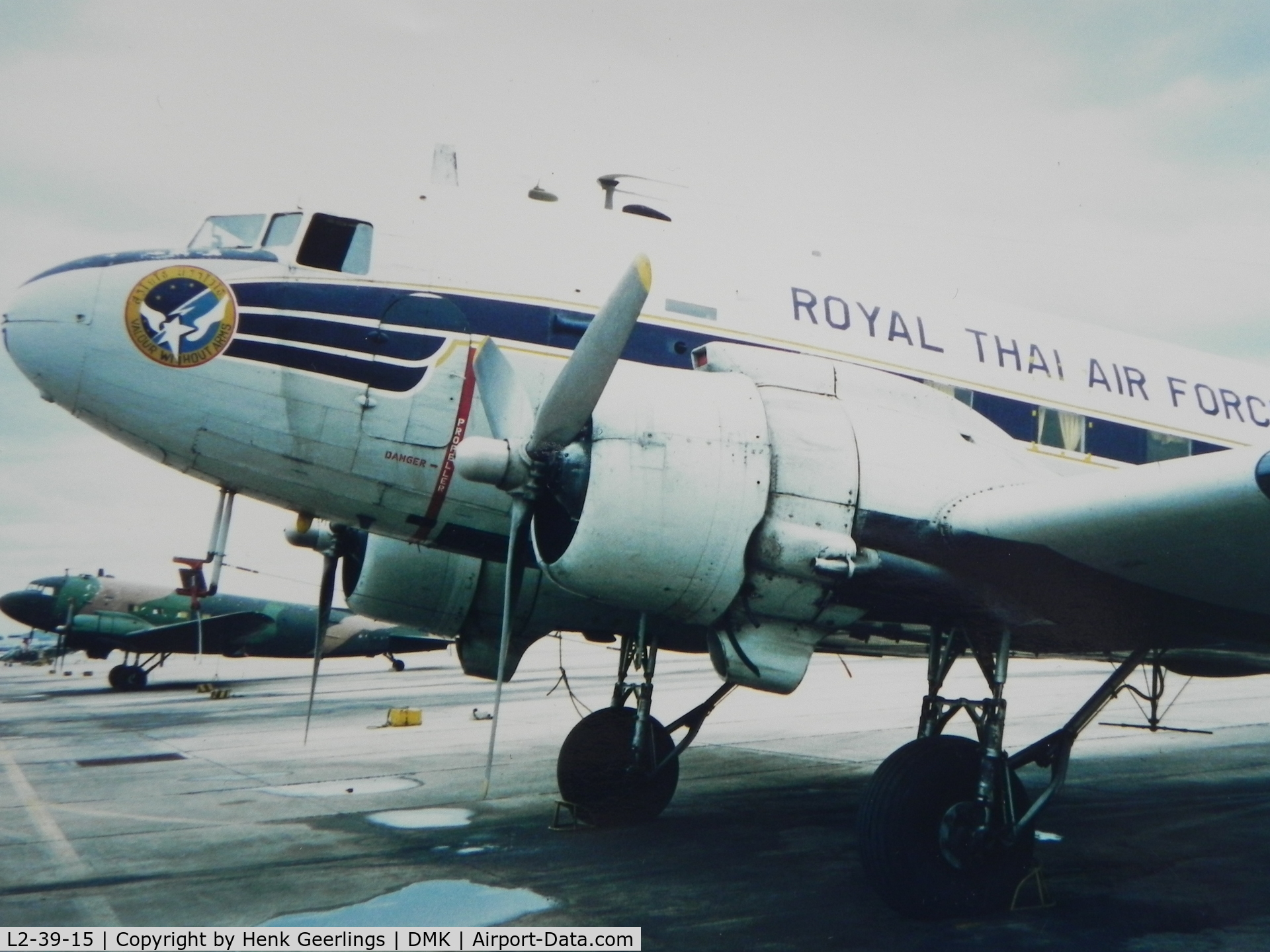L2-39-15, 1942 Douglas C-47A Skytrain C/N 19010, Royal Thai AF,  Don Muang Airport. Wing 6 Sqn 603Scan from photo taken in Jul 1982