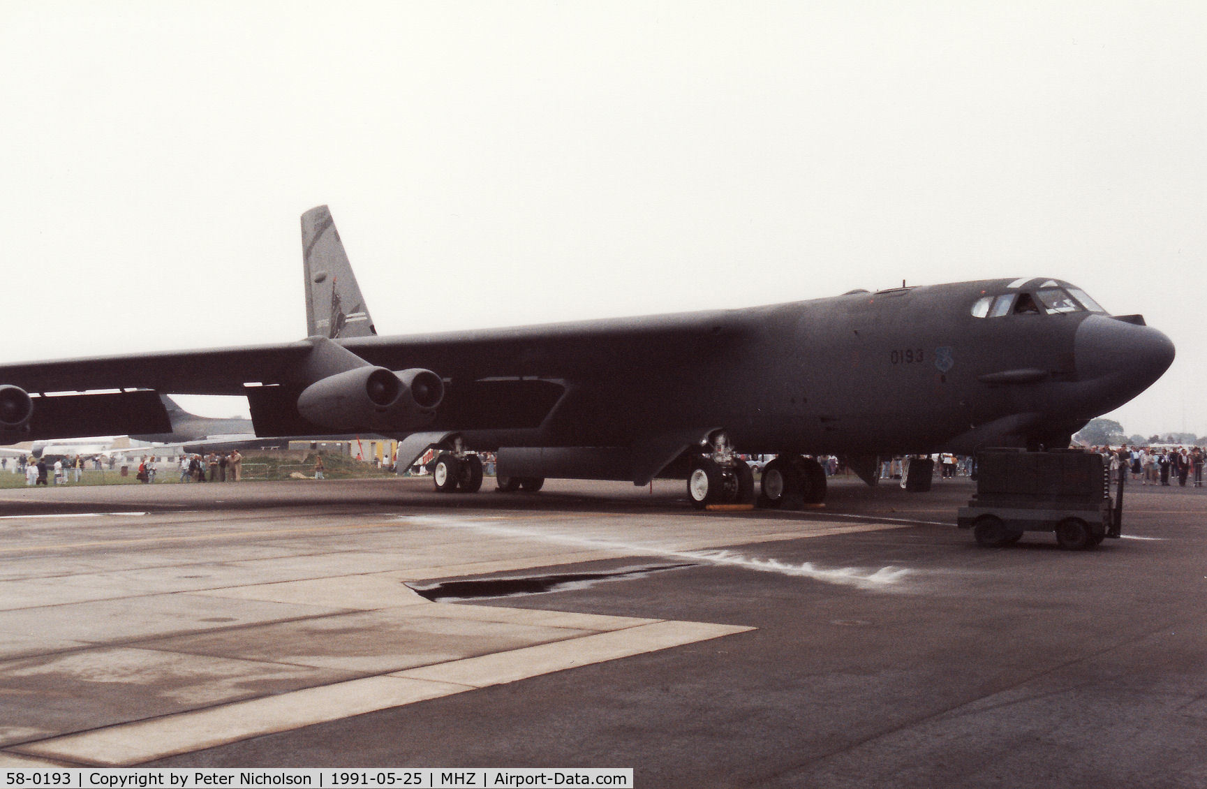 58-0193, 1958 Boeing B-52G Stratofortress C/N 464261, Another view of Iron Maiden of the 416th Bombardment Wing in the static park at the 1991 Mildenhall Air Fete.