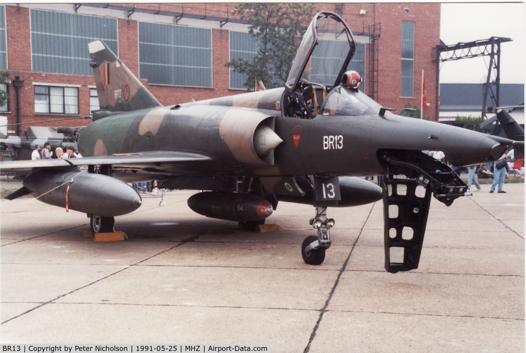 BR13, SABCA Mirage 5BR C/N 313, Mirage 5BR of 42 Squadron Belgian Air Force on displayat the 1991 Mildenhall Air Fete.