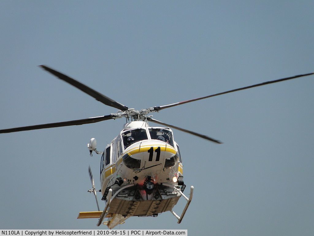 N110LA, 2005 Bell 412EP C/N 36392, Inbound to LACO Fire Helipad