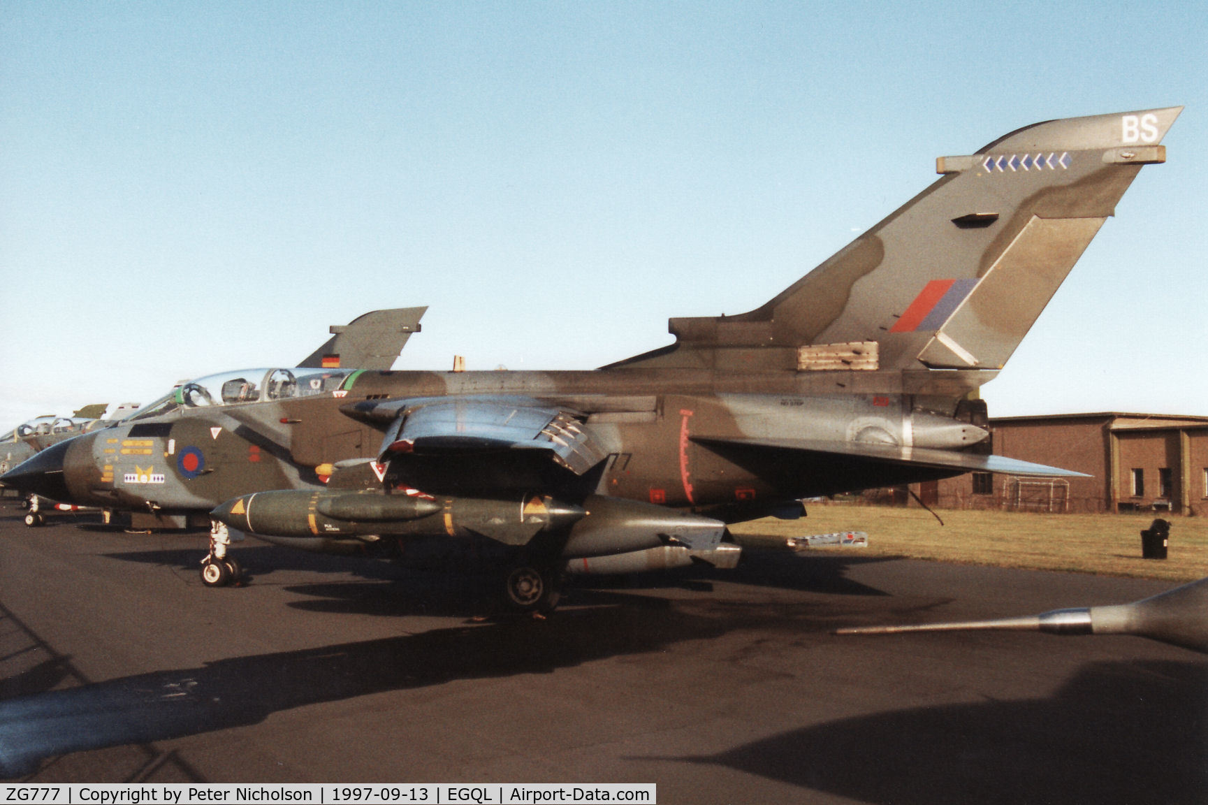 ZG777, 1992 Panavia Tornado GR.1 C/N 909/BS188/2732, Tornado GR.1, callsign Rafair 512, of 14 Squadron based at RAF Bruggen on display at the 1997 RAF Leuchars Airshow.