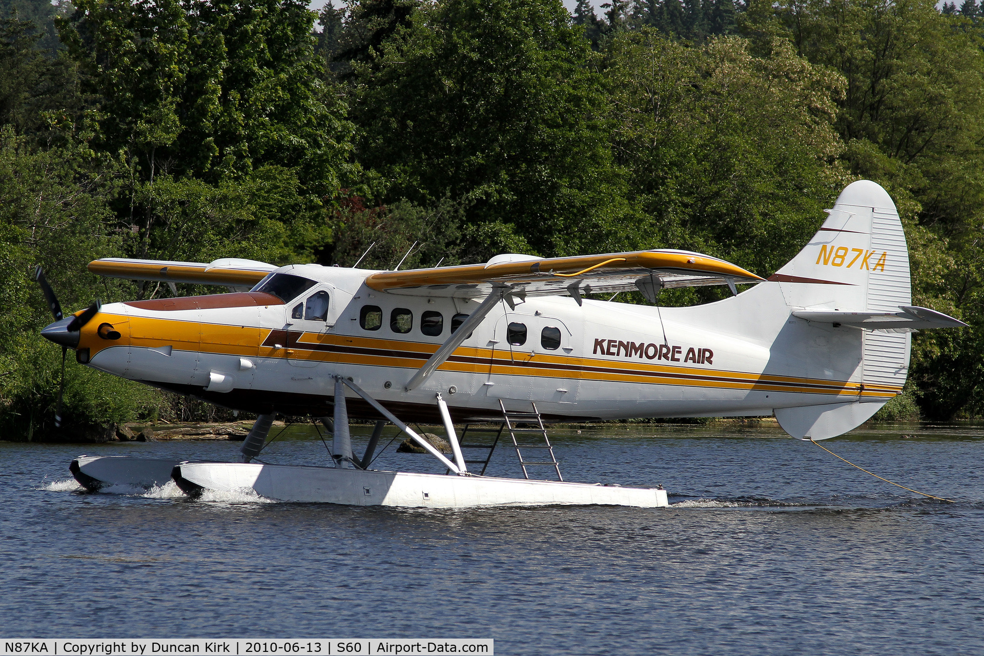 N87KA, 1953 De Havilland Canada DHC-3 Otter C/N 11, One of Kenmore Air's Turbo Otters taxies in after its last flight of the day