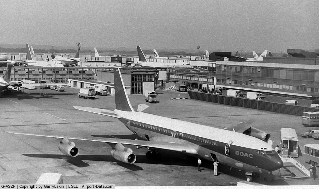 G-ASZF, 1965 Boeing 707-336C C/N 18924, Taken from the top of terminal 2 car park when it was allowed