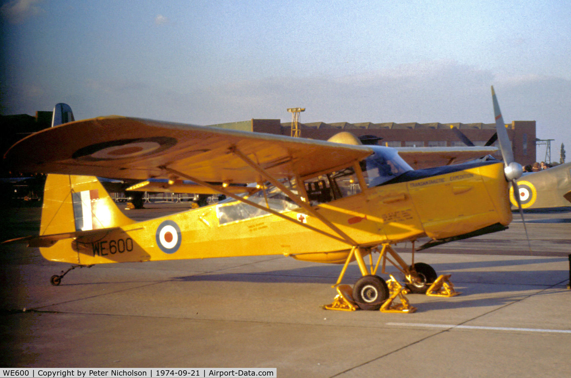 WE600, Auster C-4 Auster T7 Antarctic C/N Not found WE600, Auster Antartic T.7 used in the 1956 Trans-Artic Expedition on display at the 1974 RAF Finningley Airshow.