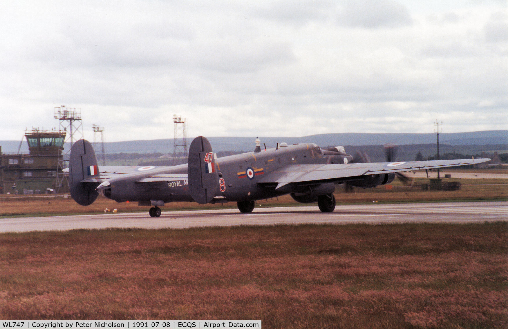 WL747, Avro 716 Shackleton AEW.2 C/N R3/696/239005, Shackleton AEW.2 of 8 Squadron preparing for take-off at RAF Lossiemouth in the Summer of 1991.