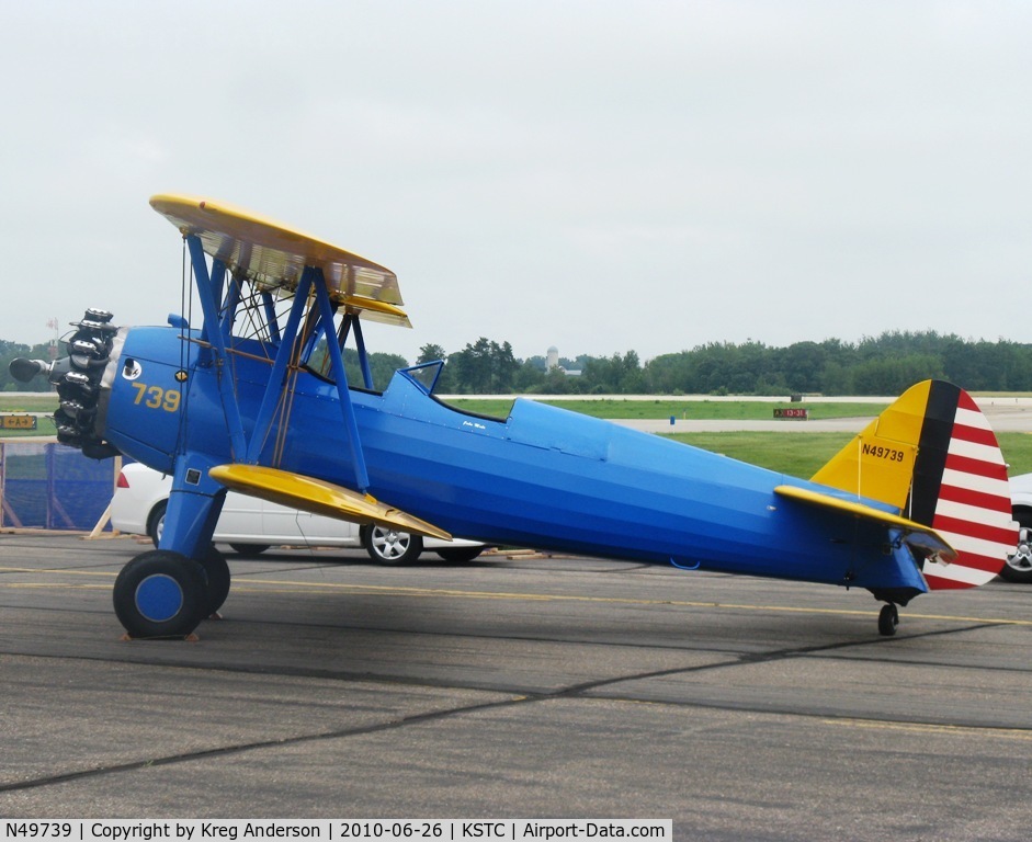 N49739, 1943 Boeing A75N1(PT17) C/N 75-4462, John Mohr's stock Boeing Stearman at The Great Minnesota Airshow 2010.