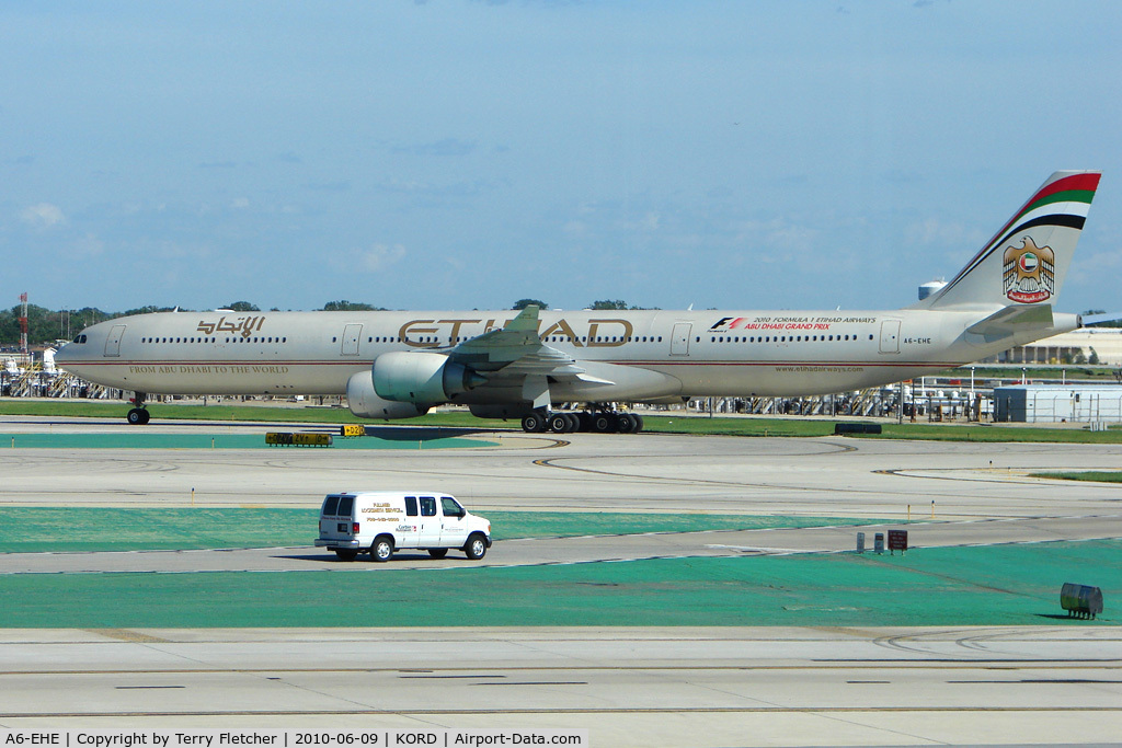 A6-EHE, 2007 Airbus A340-642X C/N 829, 2007 Airbus Industires A340-642HGW, c/n: 829 of Ethiad at Chicago O'Hare