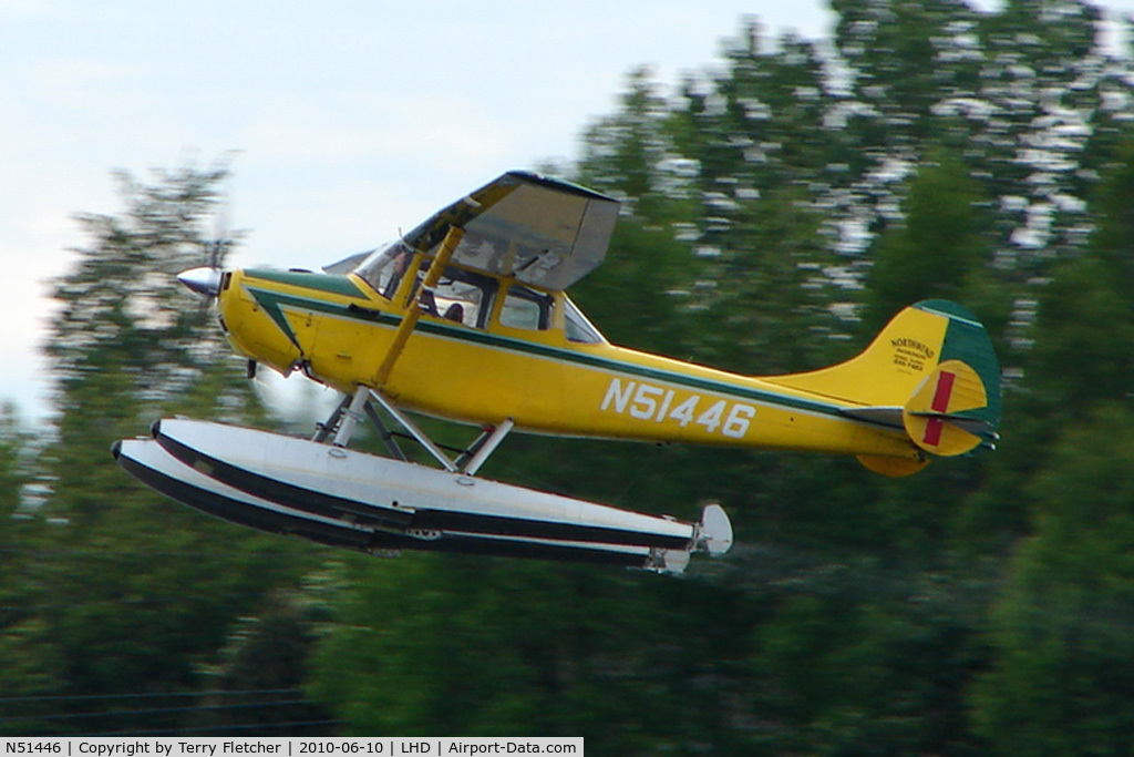 N51446, 1966 Cessna 305A C/N 2013, 1966 Cessna 305A, c/n: 2013 landing at Lake Hood