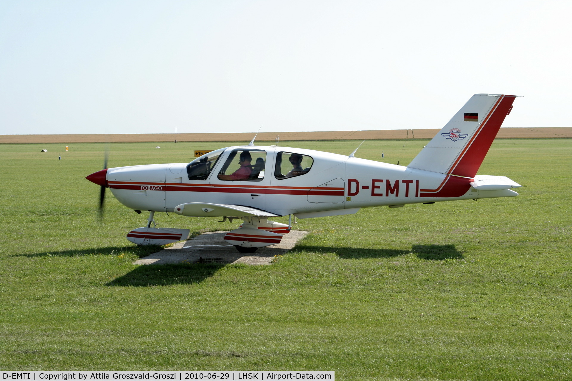 D-EMTI, 1993 Socata TB-10 Tobago C/N 1608, Siófok-Kiliti Airport, Hungary. Visitor.