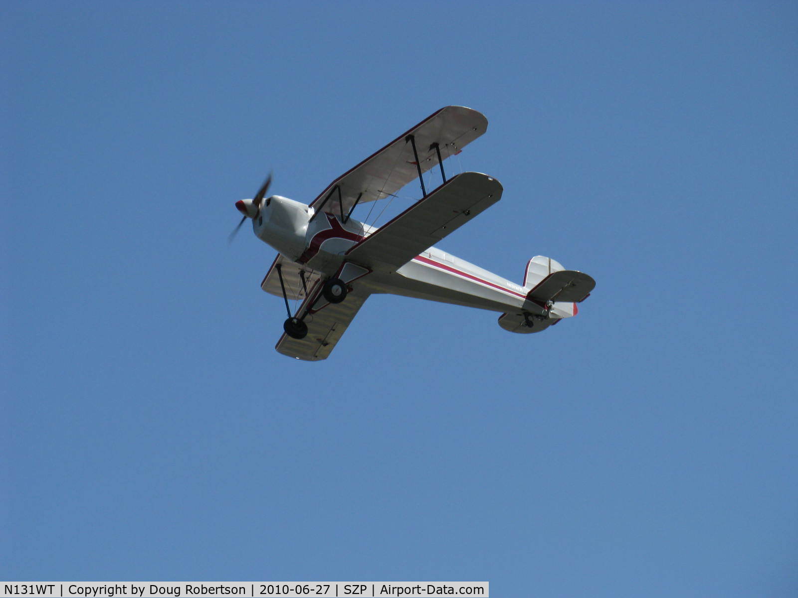 N131WT, 1954 CASA 1-131E Jungmann C/N 2020, 1954 Trautman C.A.S.A. Bucker JUNGMANN, Lycoming O-360 180 Hp upgrade, takeoff climb Rwy 22