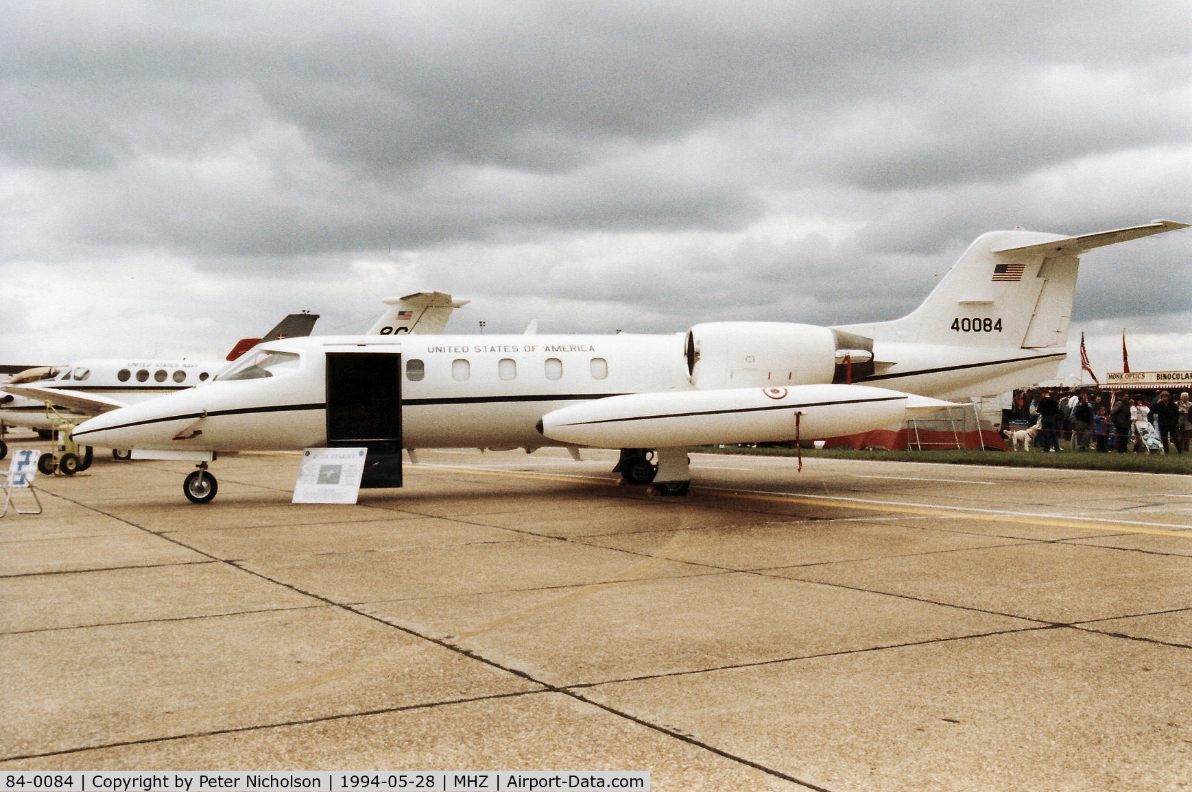 84-0084, 1984 Gates Learjet C-21A C/N 35A-530, C-21A Learjet of the 76th Airlift Squadron/86th Airlift Wing at Ramstein Air Base on display at the 1994 RAF Mildenhall Air Fete.