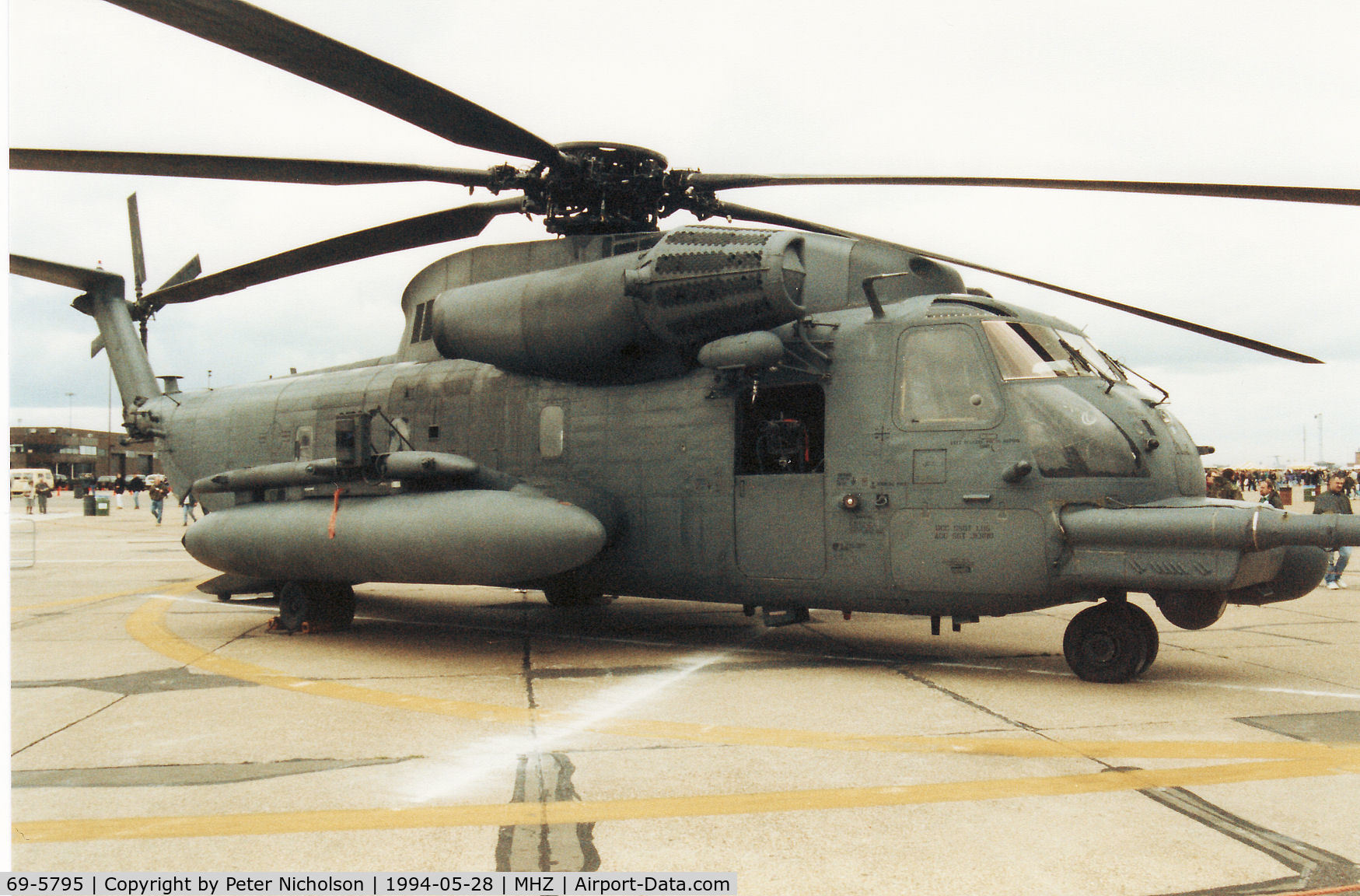 69-5795, 1969 Sikorsky MH-53J Pave Low III C/N 65-250, Pave Low III MH-53J of 21st Special Operations Squadron based at Mildenhall on display at the 1994 Mildenhall Air Fete.