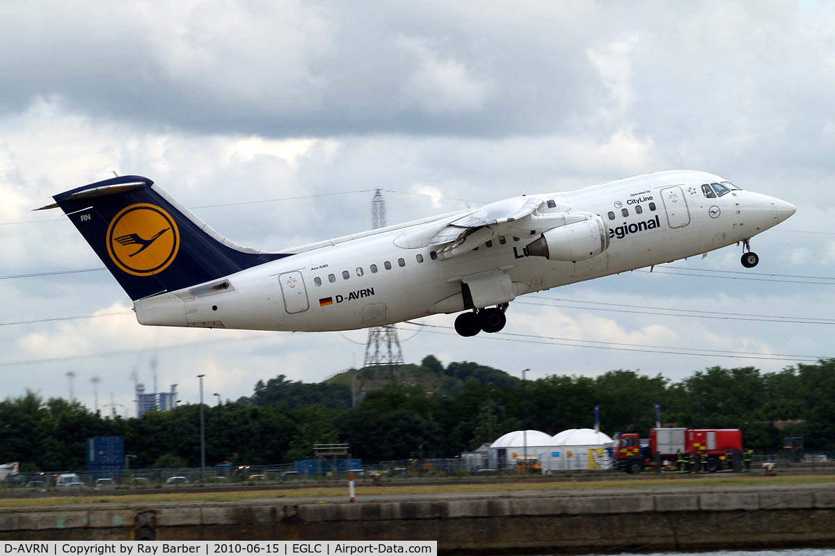 D-AVRN, 1996 British Aerospace Avro 146-RJ85A C/N E2293, BAe 146-RJ85 [E2293] (Lufthansa Regional) London City~G 15/06/2010. Seen departing.