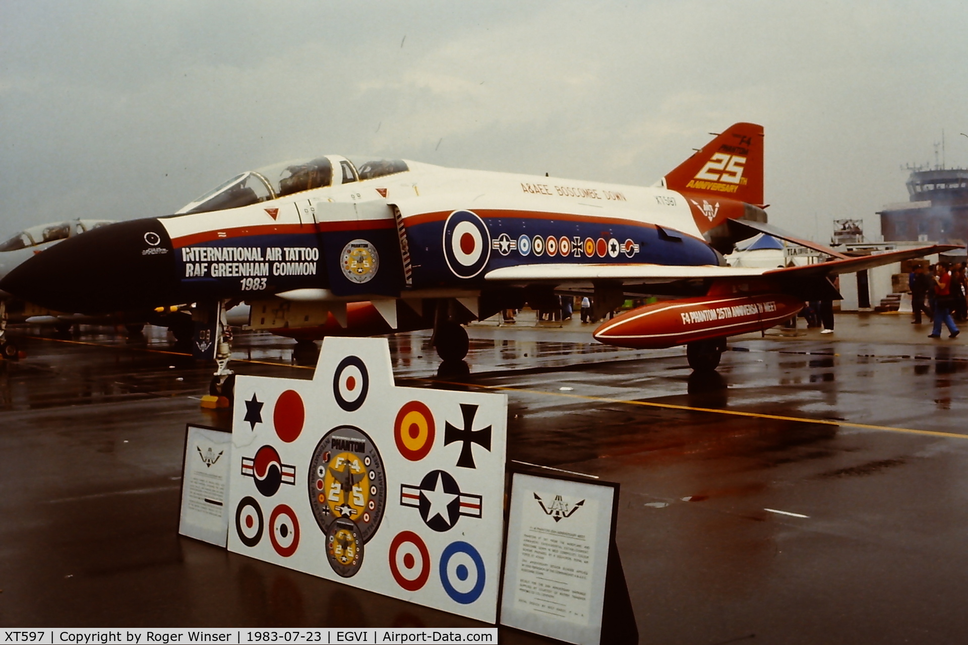 XT597, 1966 McDonnell Douglas Phantom FG1 C/N 1611, Attending the IAT held at RAF Greenham Common, UK in 1983. 