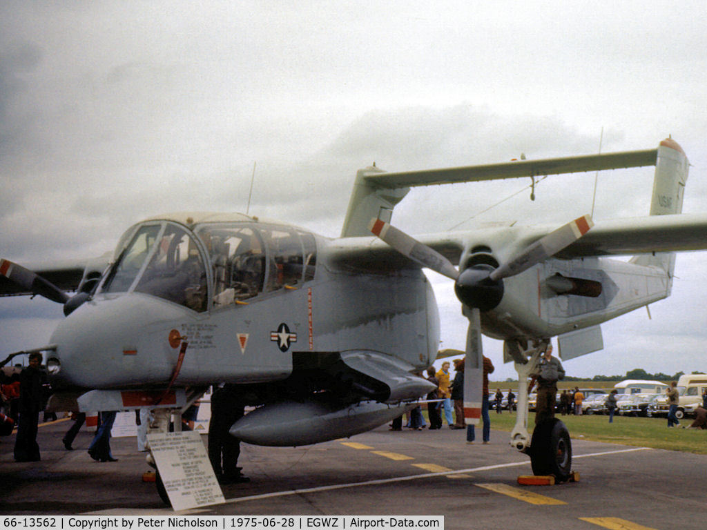 66-13562, 1966 North American Rockwell OV-10A Bronco C/N 305-11, OV-10A Bronco of the 601st Tactical Control Wing based at Sembach on display at the 1975 RAF Alconbury Airshow.